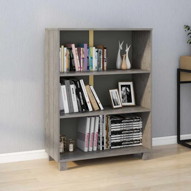 vidaXL Boekenkast HAMAR 85x35x112 cm massief grenenhout lichtgrijs grijs, foto 2