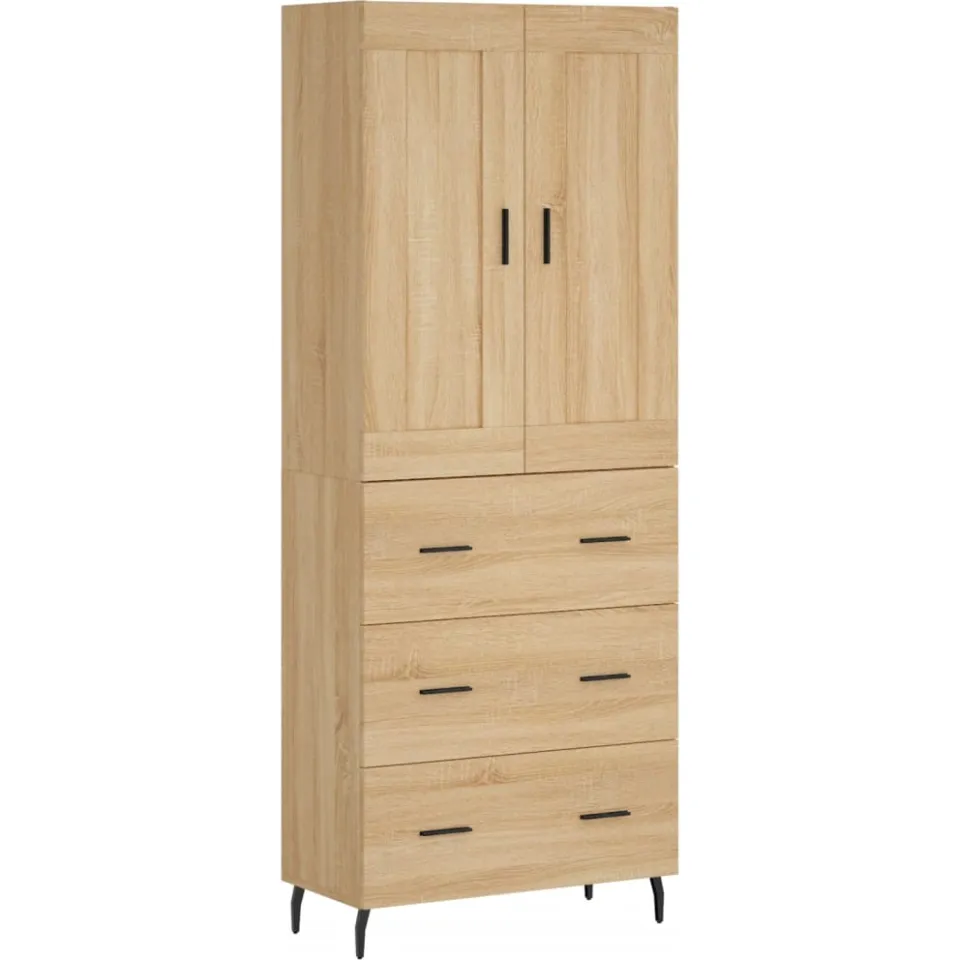vidaXL Hoge kast 69,5x34x180 cm bewerkt hout sonoma eikenkleurig, foto 3