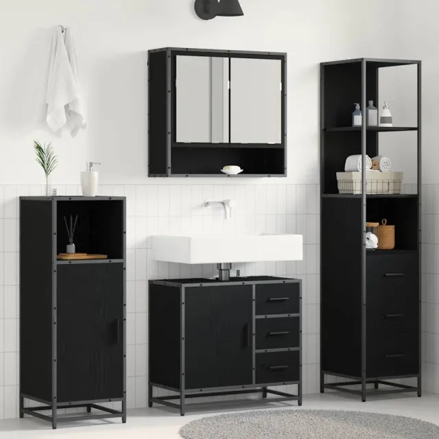 vidaXL Badkamermeubelset 3 st Zwart Eiken 35 x 37,5 x 166 cm, foto 2