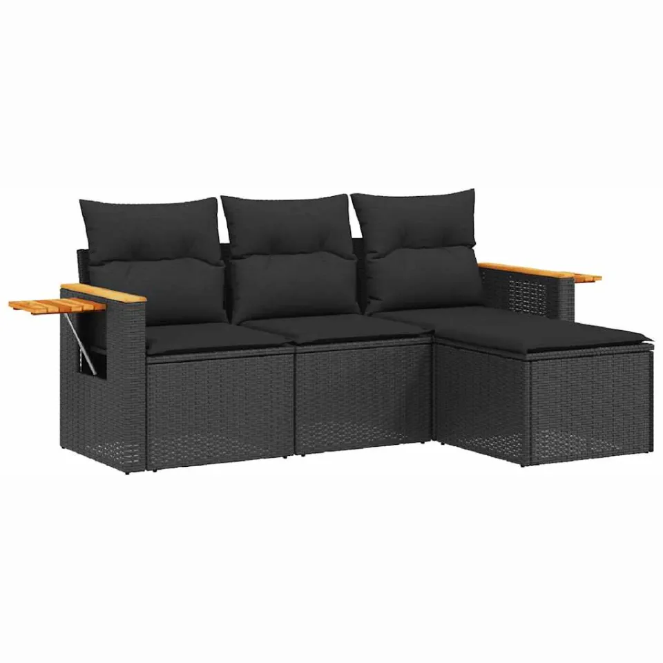 vidaXL Patio Sofa Set 3-zits Black, foto 3