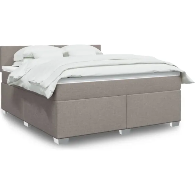 vidaXL Boxspring met matras stof taupe 180x200 cm