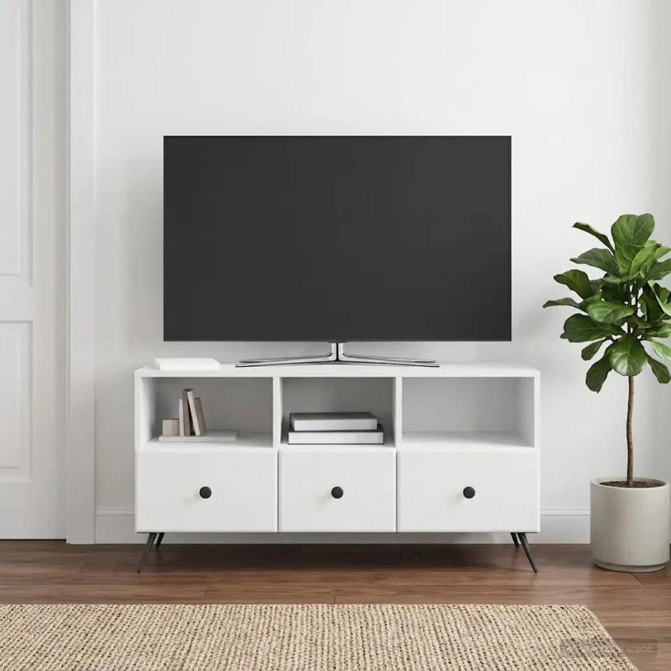 vidaXL TV-kast met lade Hoogglans Wit 102 x 34,5 x 50 cm Bewerkt hout, foto 4