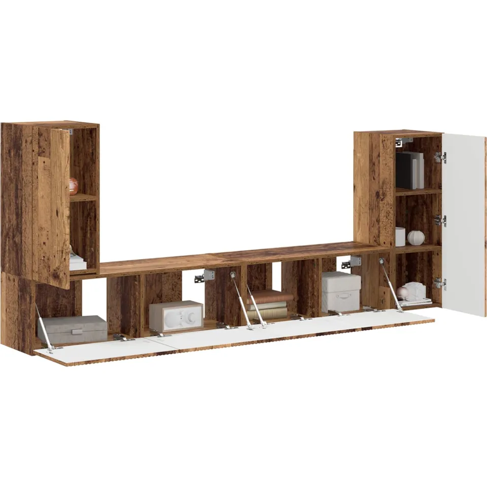 vidaXL Tv-meubelset 4 st Oud Hout Bewerkt hout Bruin