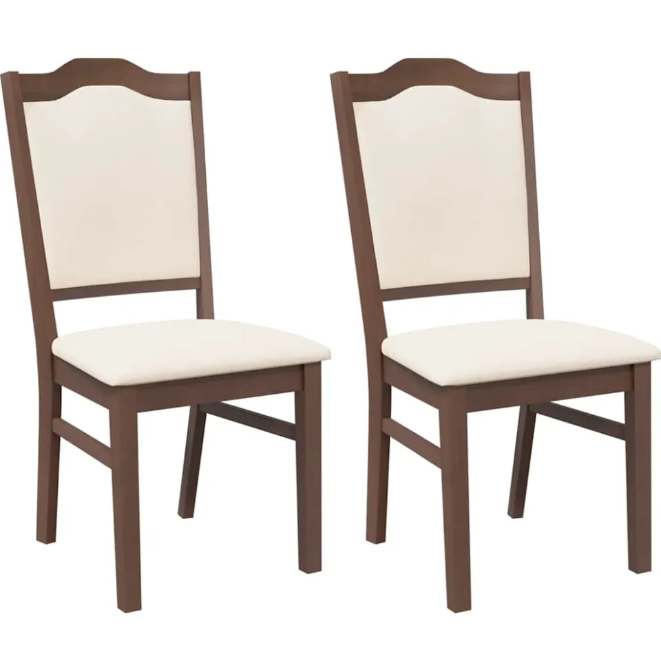 vidaXL Eetkamerstoelen met kussens 2 stuks bruin massief hout rubber