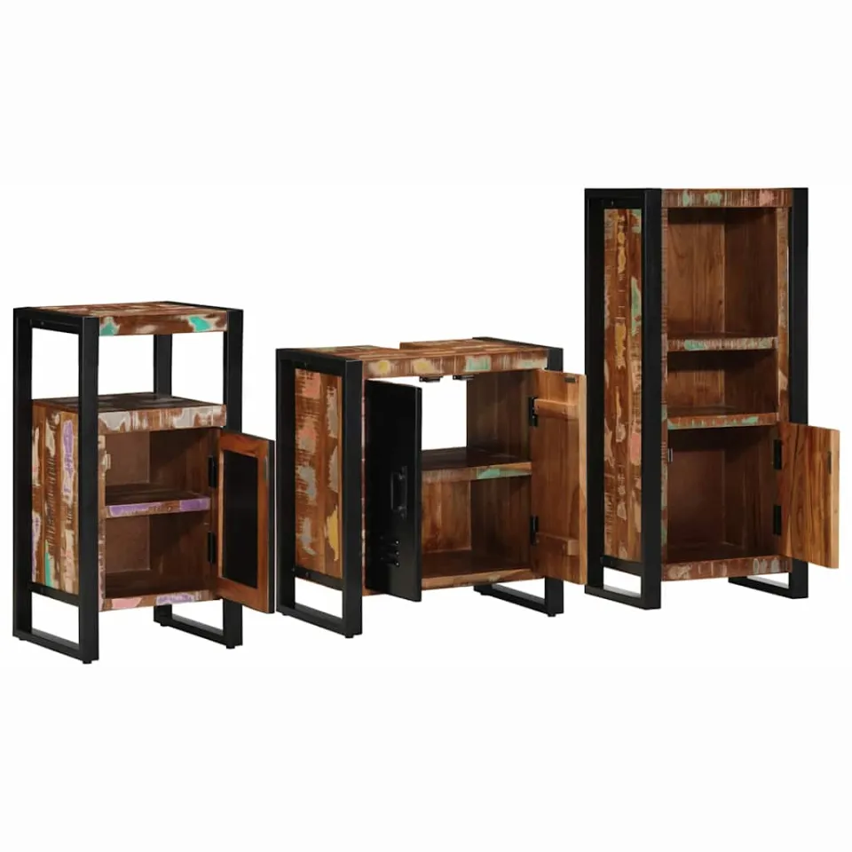 vidaXL Badkamermeubelset 3 st Multikleur en Zwart, foto 2