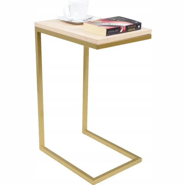 FutuStal Bijzettafel - Gouden Frame - Dąb Sonoma