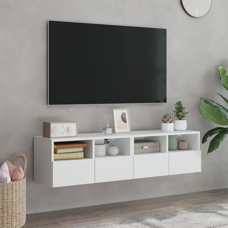 vidaXL Tv-wandmeubels 2 st 60x30x30 cm bewerkt hout wit, foto 3