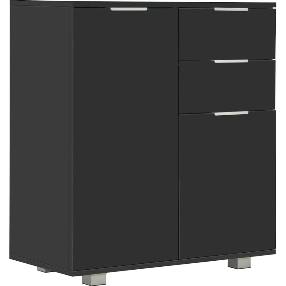 vidaXL Dressoir 71x35x80 cm spaanplaat hoogglans zwart, foto 3