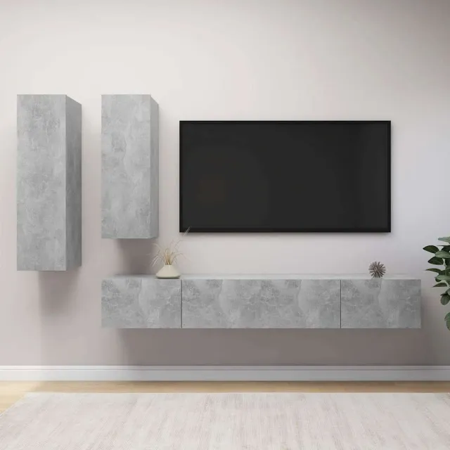 vidaXL 4-delige Tv-meubelset bewerkt hout betongrijs grijs, foto 2