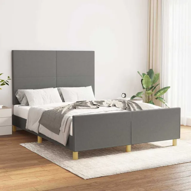 vidaXL Bedframe zonder matras stof donkergrijs 140x200 cm