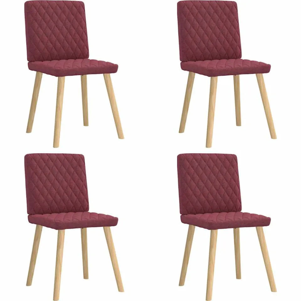 vidaXL Eetkamerstoelen 4 st stof wijnrood, foto 3