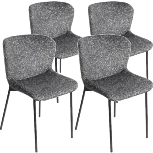 DS4U Vera eetkamerstoel - Set van 4 - Donkergrijs - Stof