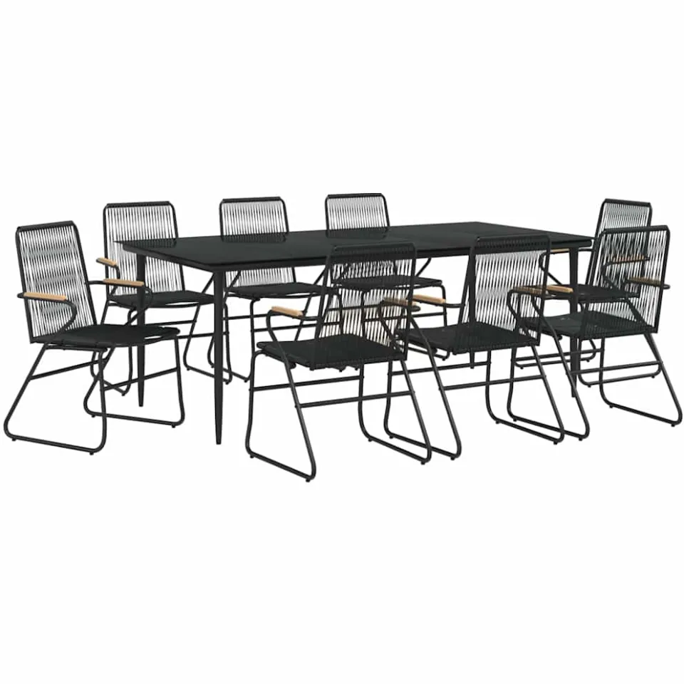 vidaXL 9-delige Tuinset PVC-rattan zwart