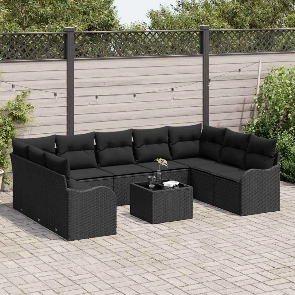 vidaXL Tuin Sofa Set 10 st Zwart poly rattan
