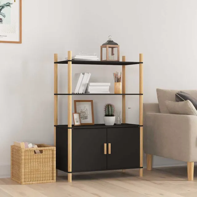 vidaXL Hoge kast 80x40x121 cm bewerkt hout zwart, foto 2
