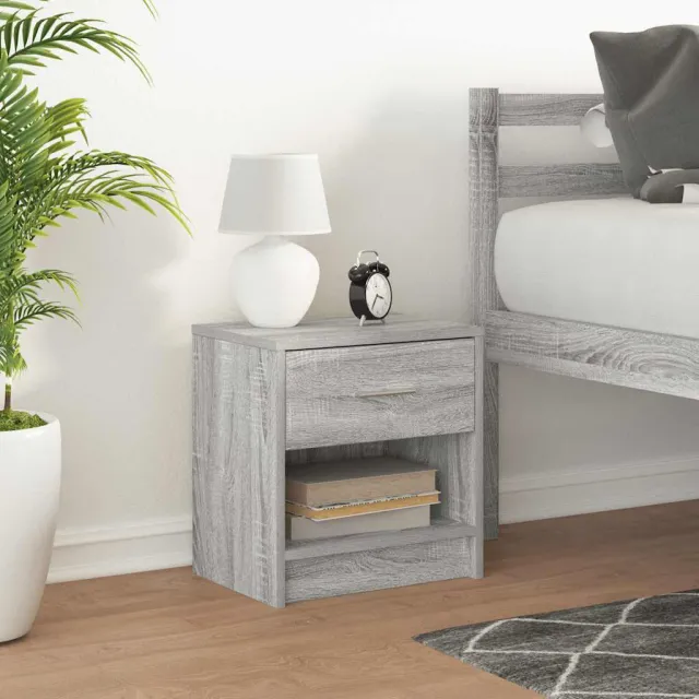 vidaXL Nachtkastje met lade 39x28x41 cm grijs sonoma eikenkleurig, foto 2