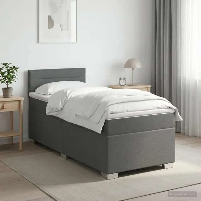 vidaXL Boxspringbed met matras Donkergrijs 90 x 190 cm Stof