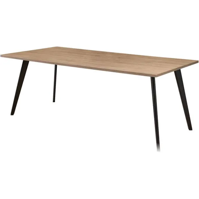ABC Kantoormeubelen Vergadertafel Victory 4-poots recht 200x100 frame Antraciet (Ral 7016) blad Licht Eiken