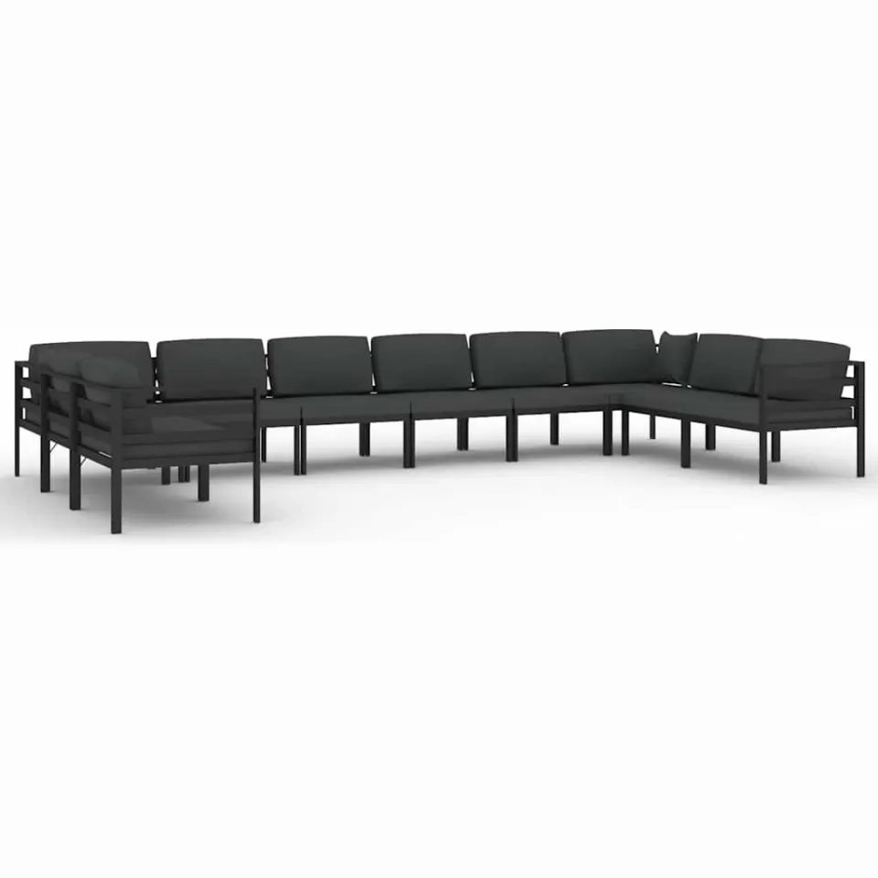 vidaXL 9-delige Loungeset met kussens aluminium antracietkleurig, foto 3