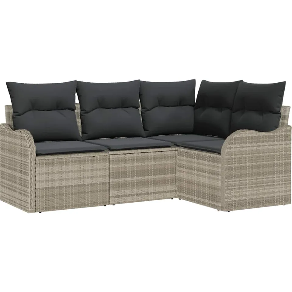 vidaXL Tuin Sofa Set 4 st Lichtgrijs poly rattan