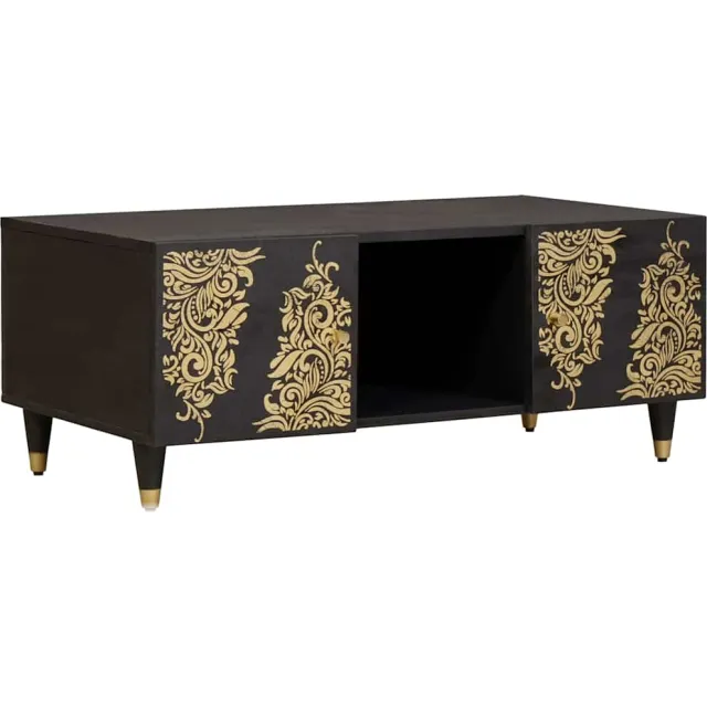 vidaXL Salontafel Zwart 100 x 54 x 40 cm Massief Mango Hout Bruin