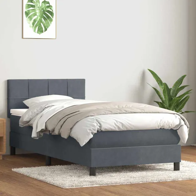 vidaXL Boxspring met matras fluweel donkergrijs 80x220 cm grijs