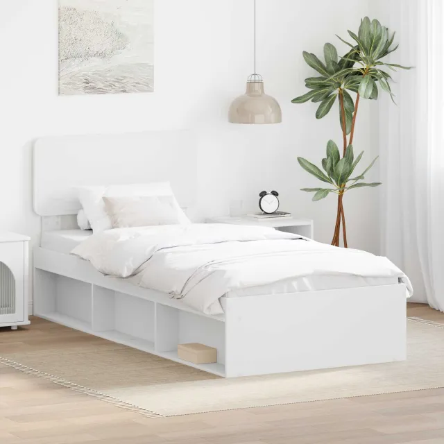 vidaXL Bedframe met hoofdeinde Wit 100 x 200 cm Massief grenenhout