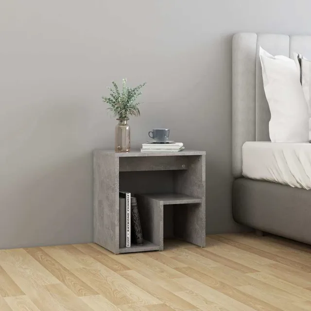 vidaXL Nachtkastjes 2 st 40x30x40 cm bewerkt hout betongrijs grijs, foto 4