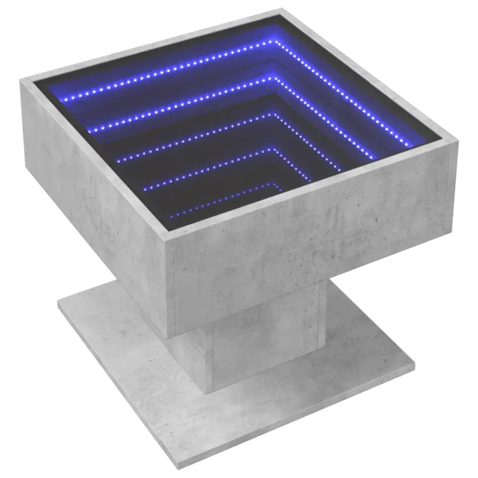vidaXL Salontafel met LED 50x50x45 cm bewerkt hout betongrijs grijs