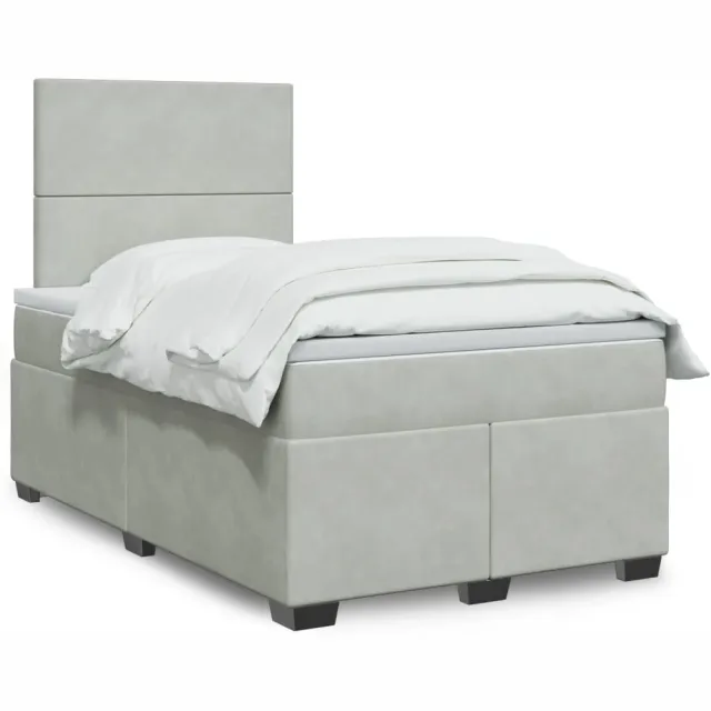 vidaXL Boxspring met matras fluweel lichtgrijs 120x200 cm grijs