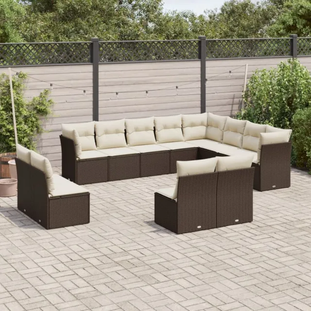 vidaXL 12-delige Loungeset met kussens poly rattan bruin, foto 2