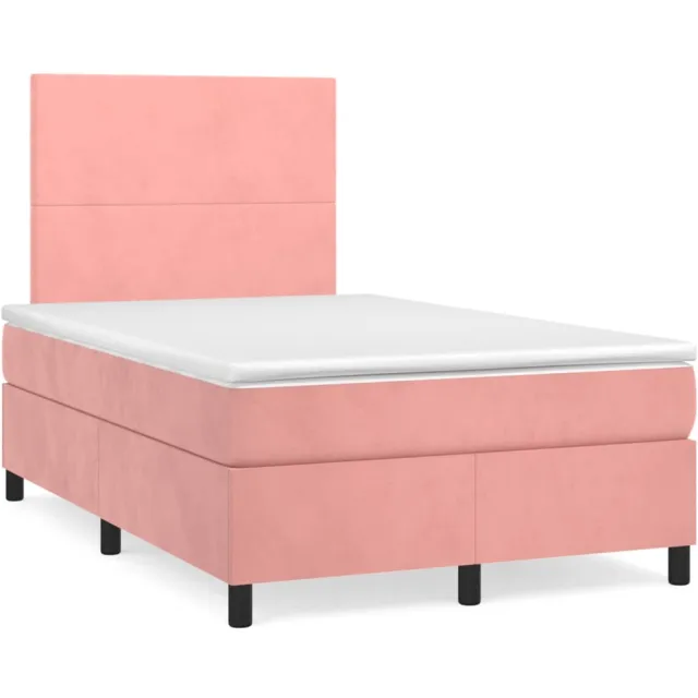 vidaXL Boxspring met matras fluweel roze 120x190 cm