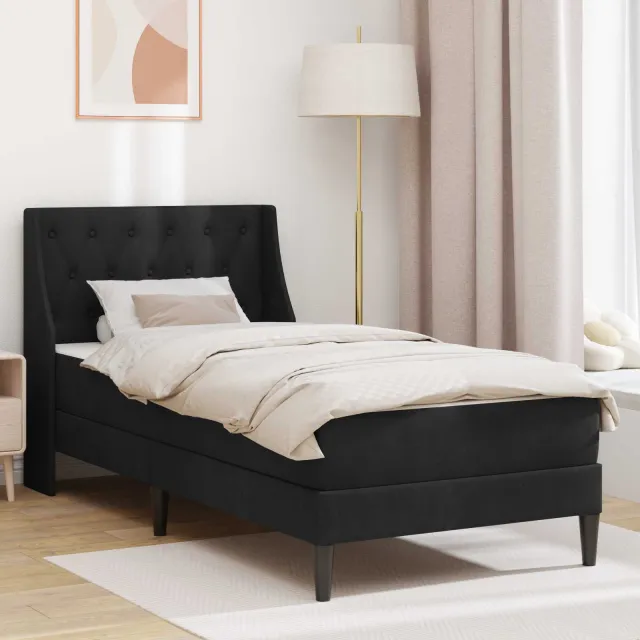 vidaXL Bedframe met matras Zwart 80 x 200 cm fluweel