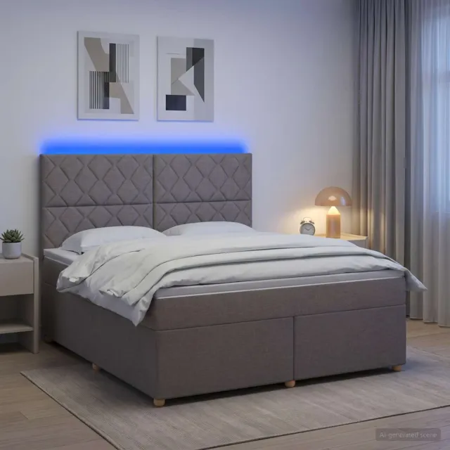 vidaXL Boxspringbed met matras met hoofdeinde Taupe 140 x 200 cm Stof