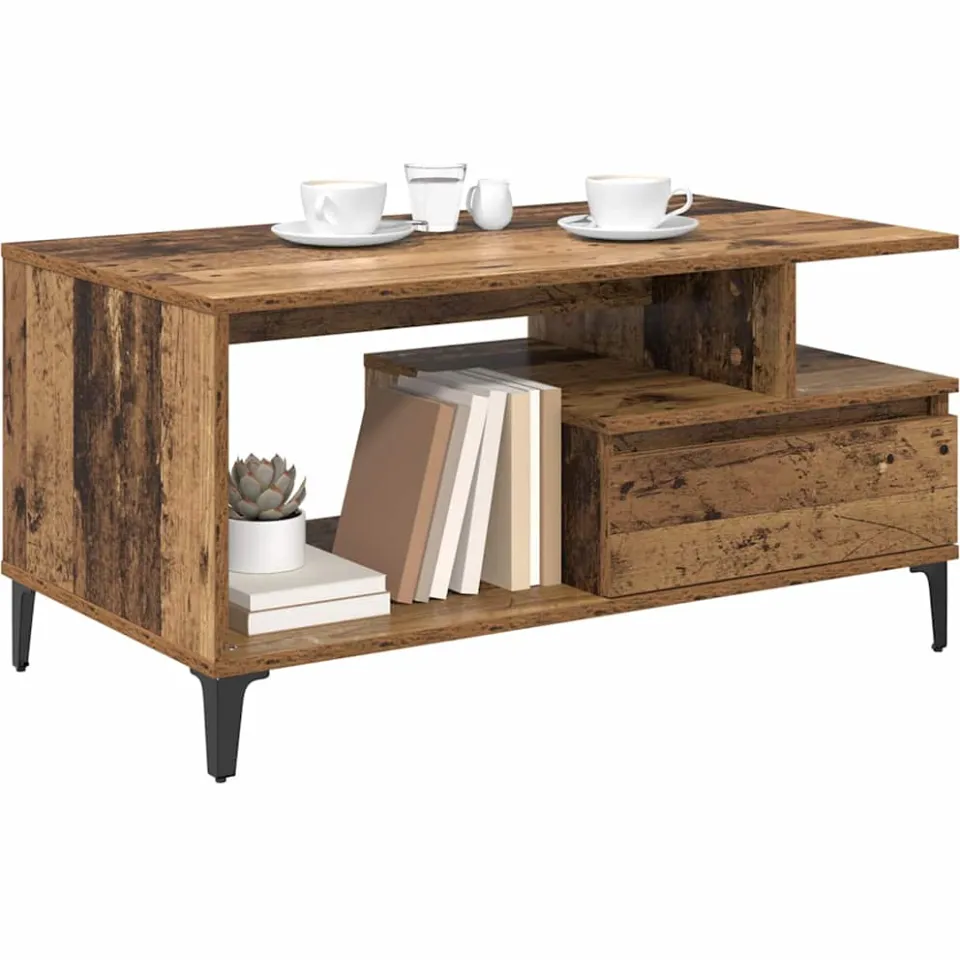 vidaXL Salontafel Oud Hout 90 x 49 x 45 cm Bewerkt hout Bruin