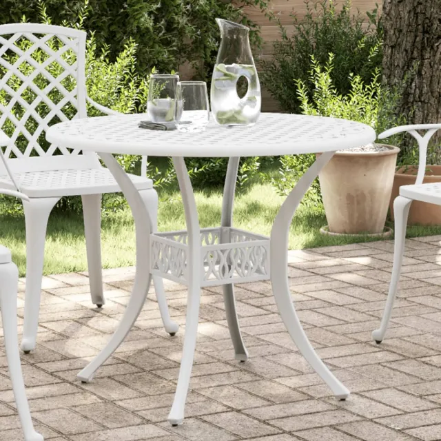 vidaXL Tuintafel Ø 90x75 cm gietaluminium wit, foto 2