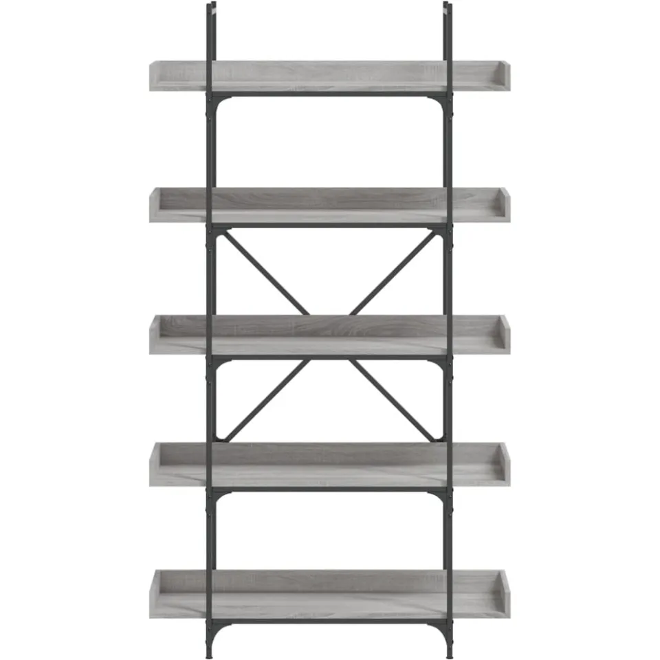 vidaXL Boekenkast 5-laags 100x33x180,5 cm bewerkt hout grijs sonoma, foto 3