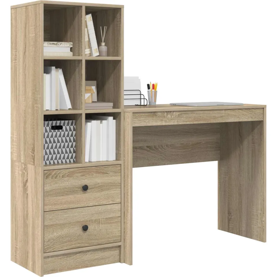 vidaXL Bureau Sonoma Eiken 135,5 x 40 x 127 cm 2 st Bruin