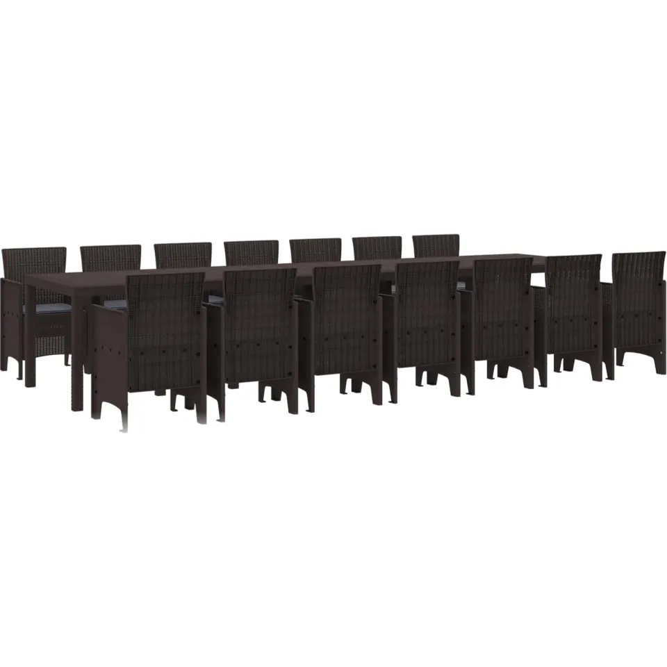 vidaXL Tuin Eettafelset met kussens 15 st Bruin PP