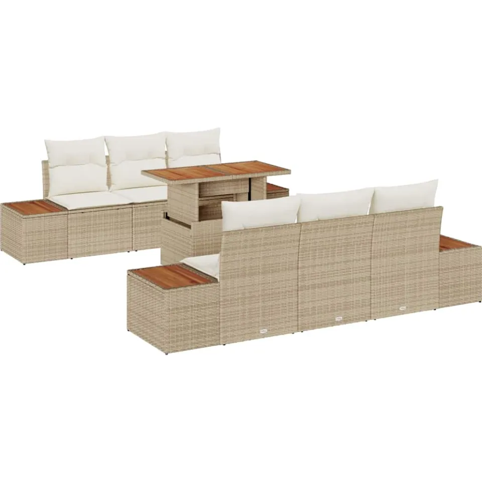 vidaXL Tuin Sofa Set 7 st Beige Poly riet