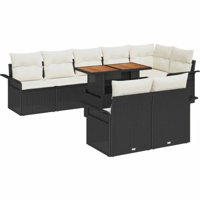 vidaXL Tuin Sofa Set 9 st Zwart Poly riet