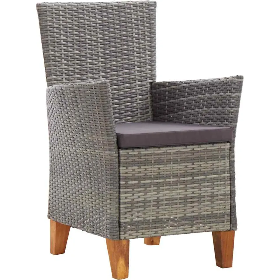 vidaXL 5-delige Eethoek poly rattan en massief acaciahout grijs, foto 4
