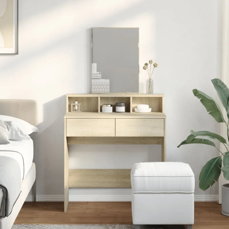 vidaXL Kaptafel met spiegel 80x41x144,5 cm sonoma eikenkleurig, foto 2