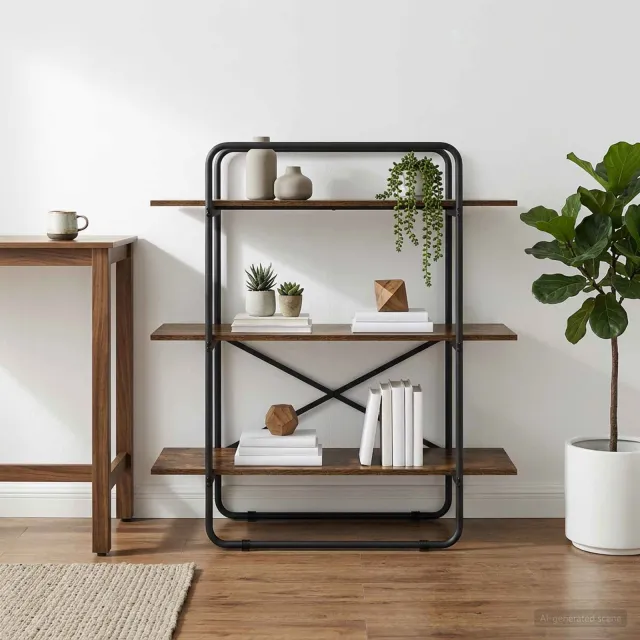 vidaXL Boekenrek 3-laags 100 x 35 x 105 cm PB Gerookt eiken, foto 2