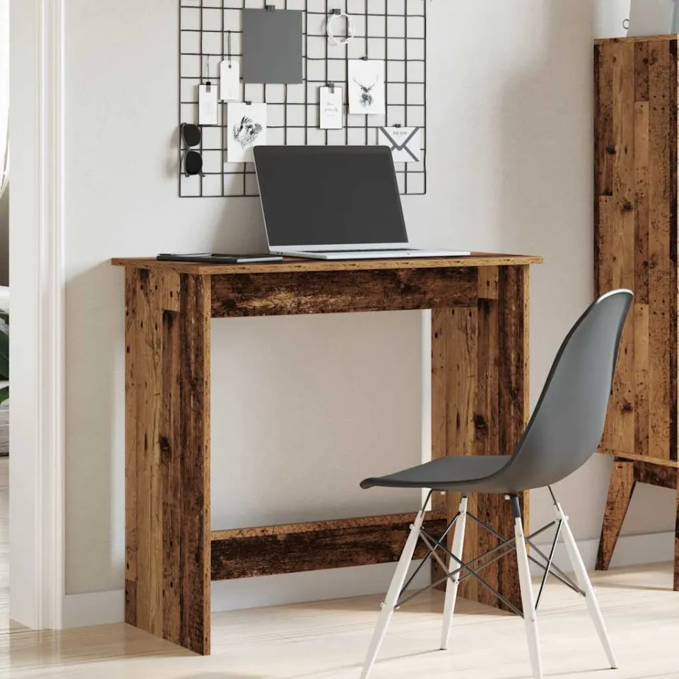 vidaXL Bureau 80x40x75 cm bewerkt hout oud houtkleurig bruin, foto 2
