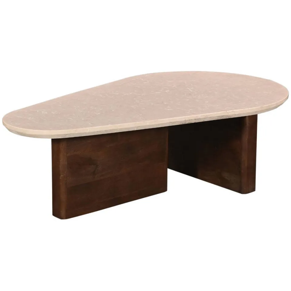 Giga Meubel Salontafel Ayla Organisch - Marmer/Hout - Donkerbruin - 120x70x38cm, foto 4