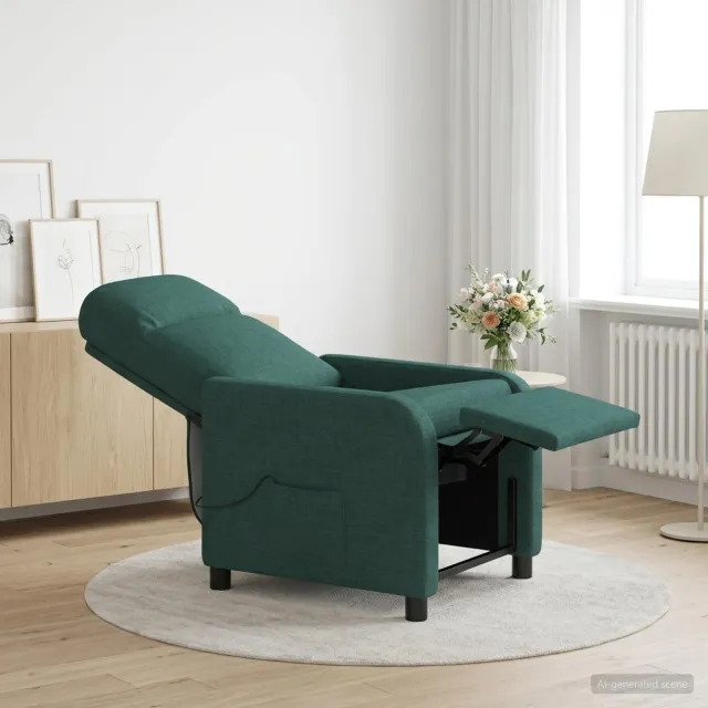 vidaXL Massage Recliner Donkergroen Stof