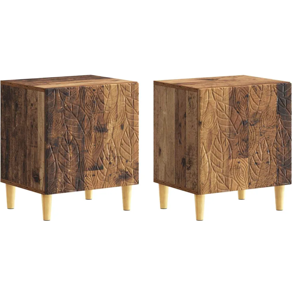 vidaXL Nachtkastje 2 st Oud hout 43 x 34,5 x 50 cm Bewerkt hout Bruin
