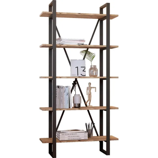 Rich Interiors® Boekenplank Swisse - Boekenrek - Opbergkast Design - Wandrek - Hout - MDF/Metaal Bruin