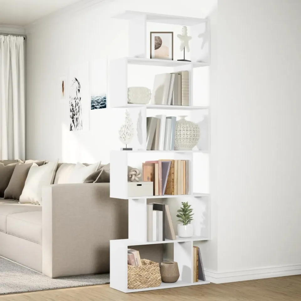 vidaXL Kamerscherm / boekenkast 6-laags 70x24x193 cm bewerkt hout wit, foto 4